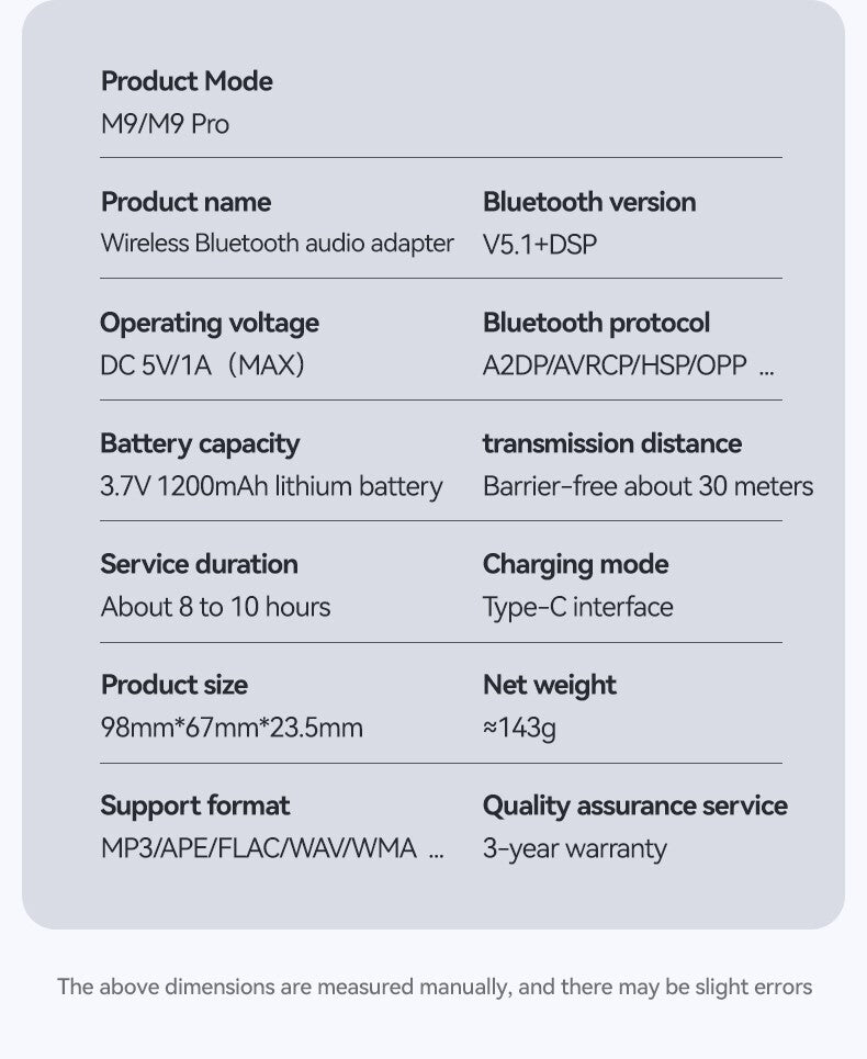 M9 Pro BT5.1 Audio Empfänger & Sender – Vielseitiger Wireless Musik Adapter