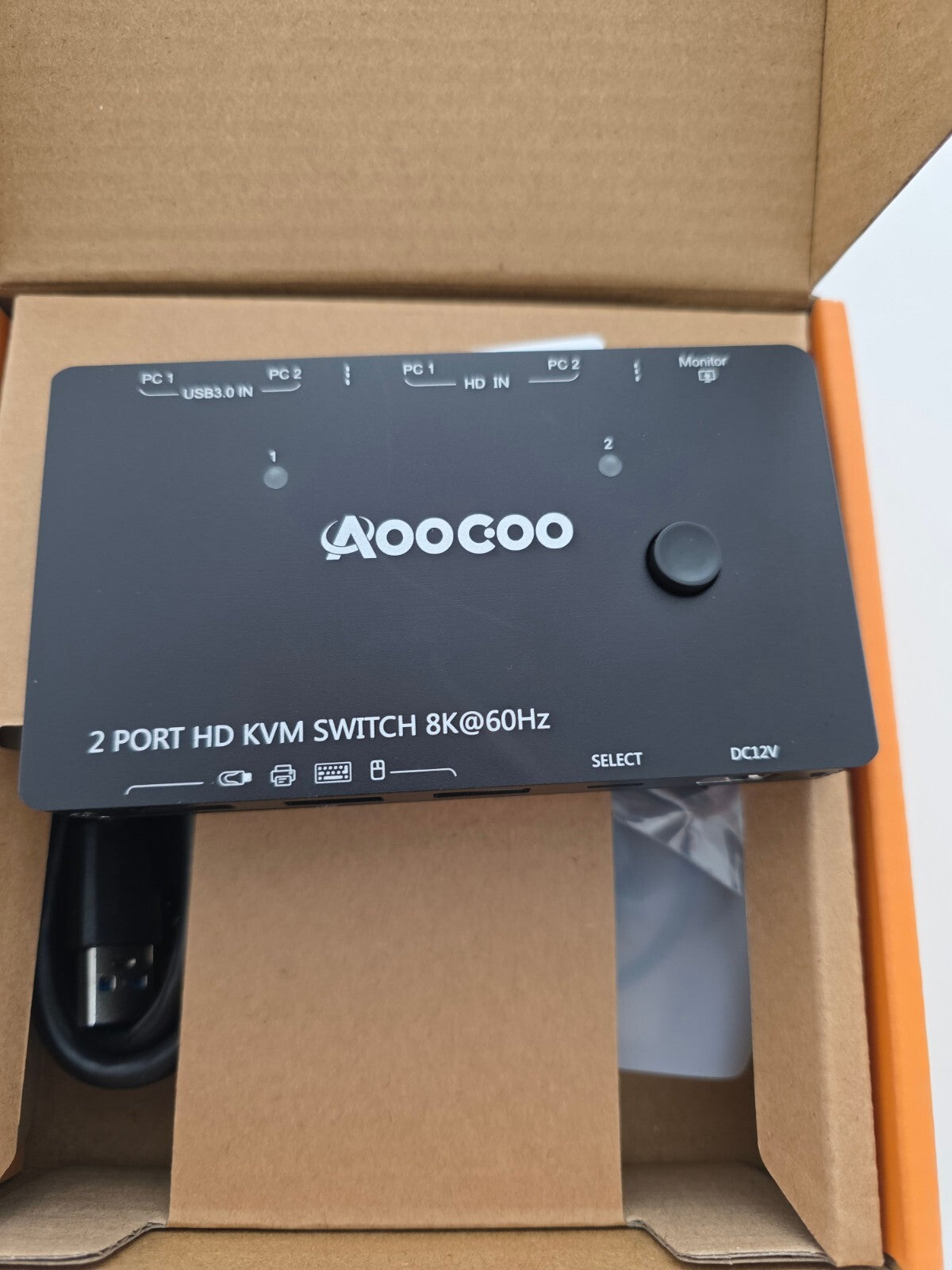 8K HDMI KVM Switch 2 PC 1 Monitor USB3.0 mit Fernbedienung