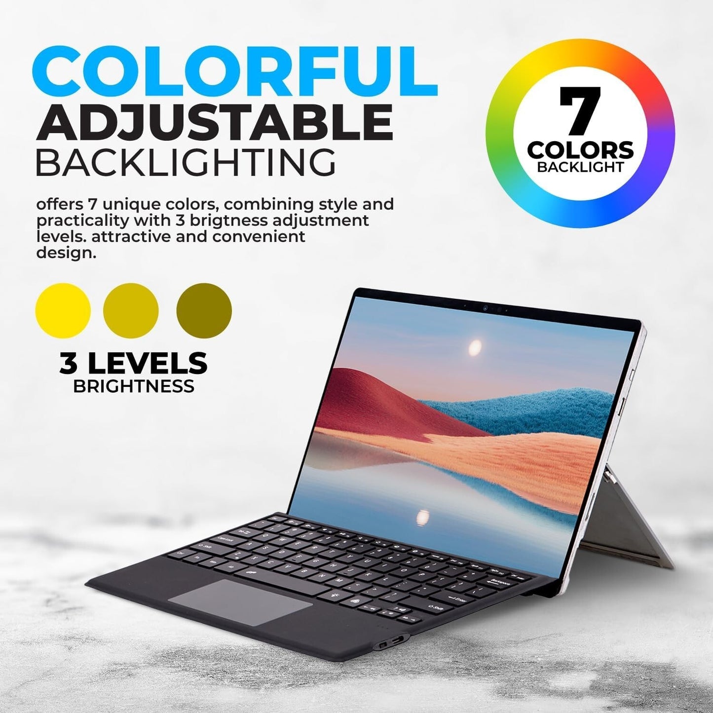 QWERTY Tastatur für Surface Pro 7+/7/6/5/4/3 Bluetooth Schwarz