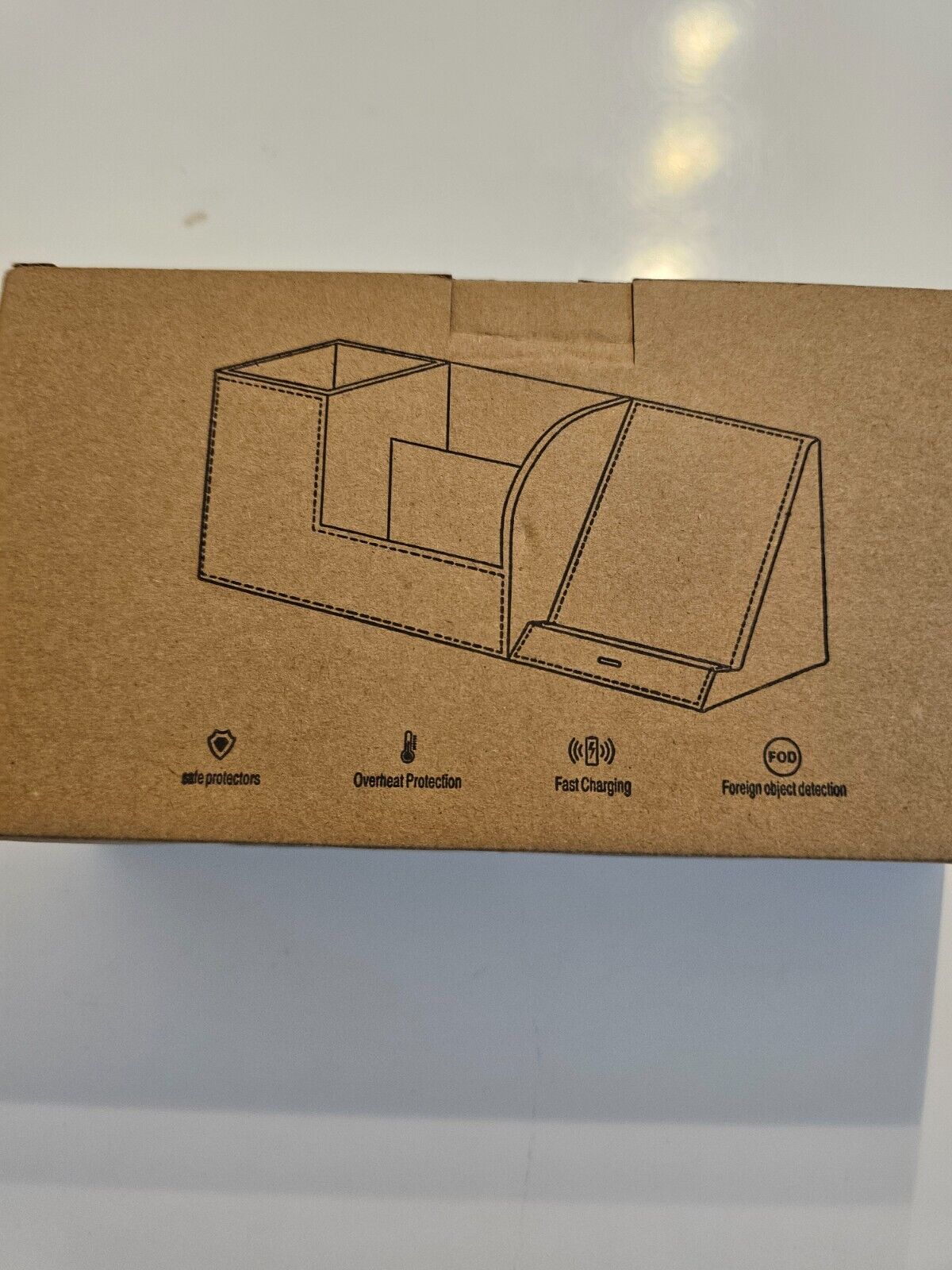 Stiftehalter Schreibtisch Organizer mit Induktive Ladestation, Leder Büro Organi