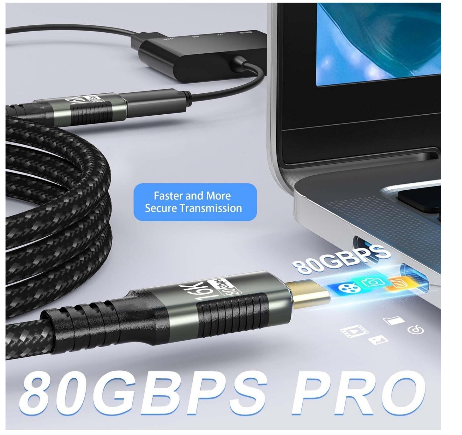 USB-C Verlängerungskabel 2M Thunderbolt 4 8K@60Hz 40Gbps 240W