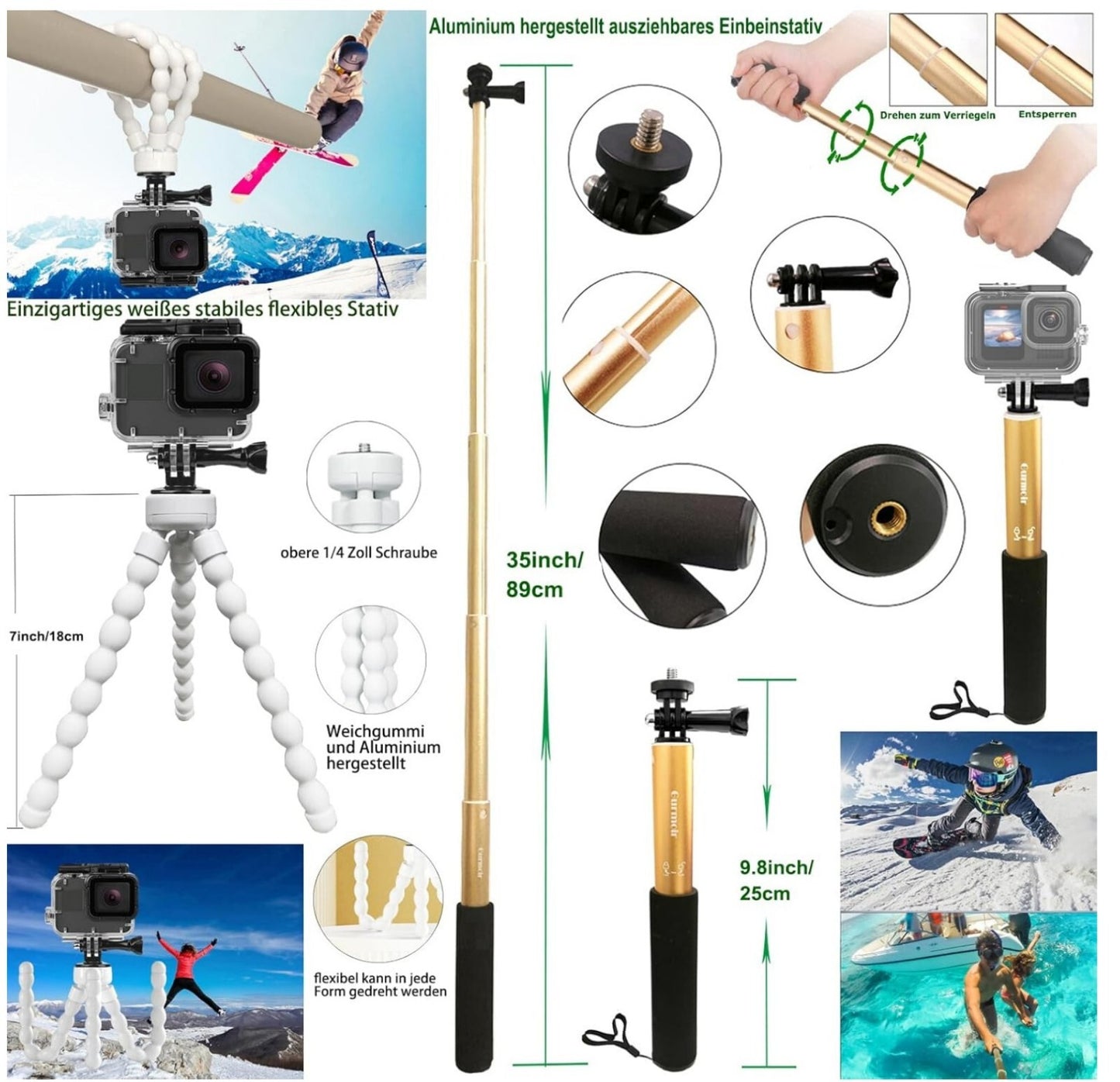 Actionkamera Zubehörset DT16 für GoPro Hero 13 12 11 10 9 Black