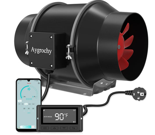 125mm WiFi Rohrventilator 416m³/h EC-Motor Temperatur-Feuchtigkeitsregler