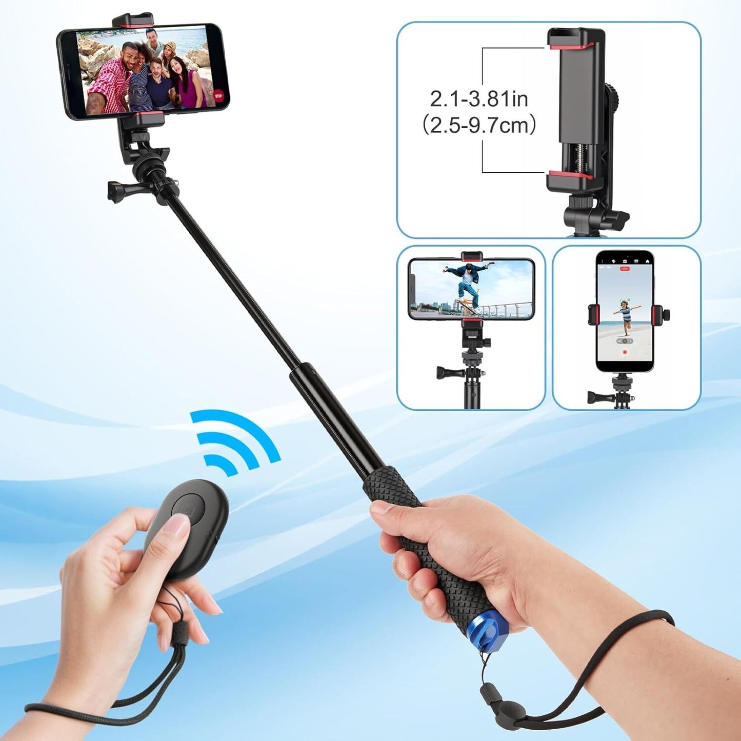 Wasserdichter Selfie-Stick mit Handyhülle für Unterwasseraufnahmen