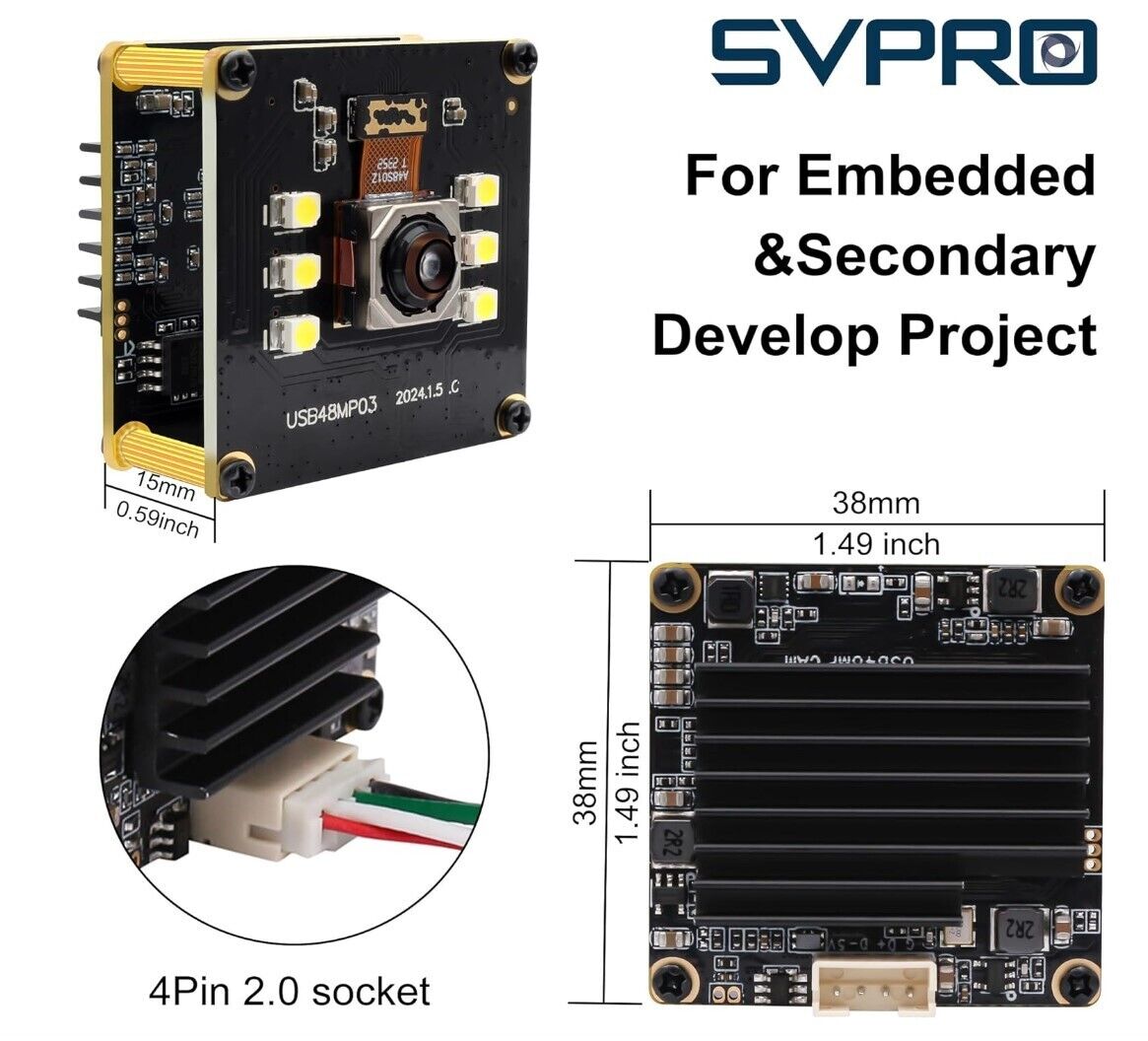 48MP Autofokus USB Kameramodul mit Licht, USB Webcam Board Nachtsichtkamer