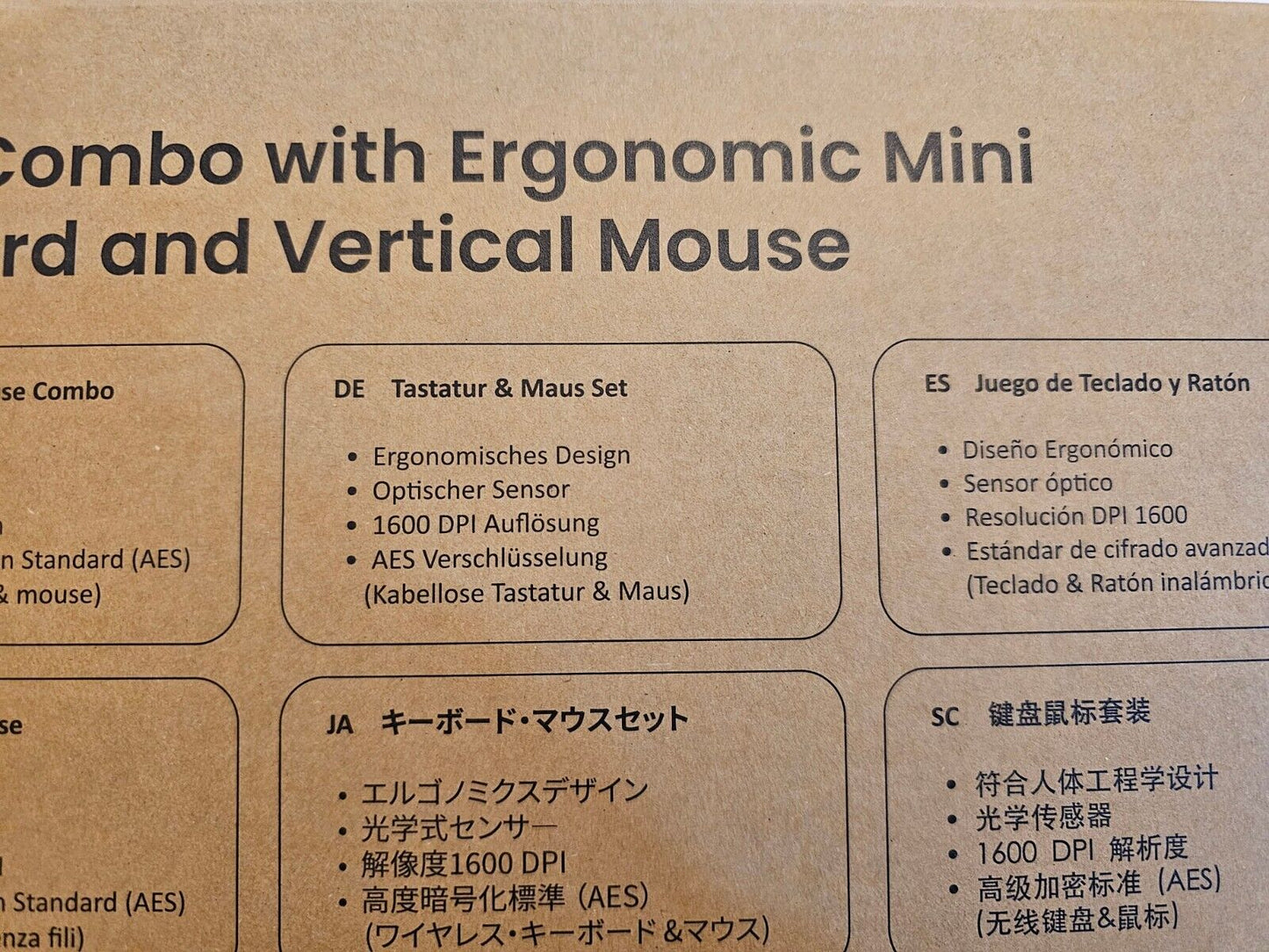 Kabelgebundene Ergonomische Kompaktastatur und Vertikale Maus mit geteiltem Layo