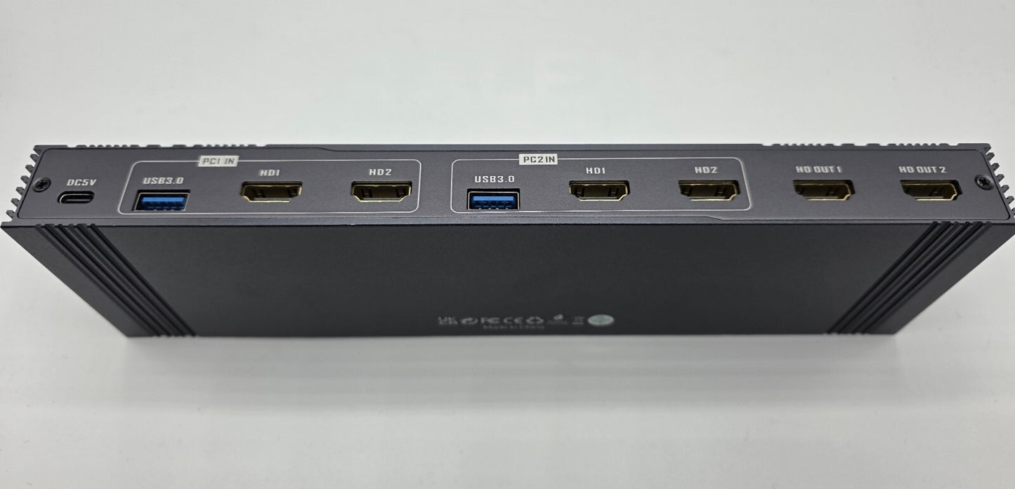 8K Dual HDMI KVM-Switch 8K@60Hz 4K@120/144Hz 1080P@165Hz 2 PC 2 Monitore USB 3.0