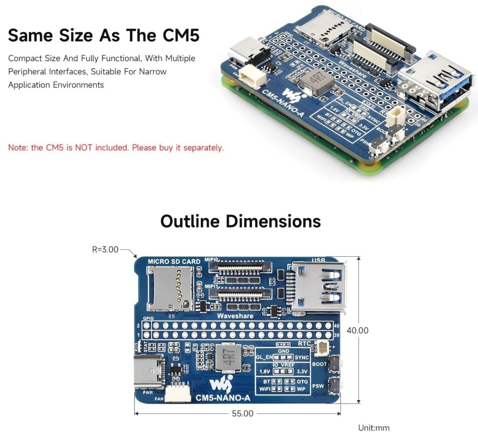 Nano Base Board (A) für Raspberry Pi CM5 – Kompakte Power!