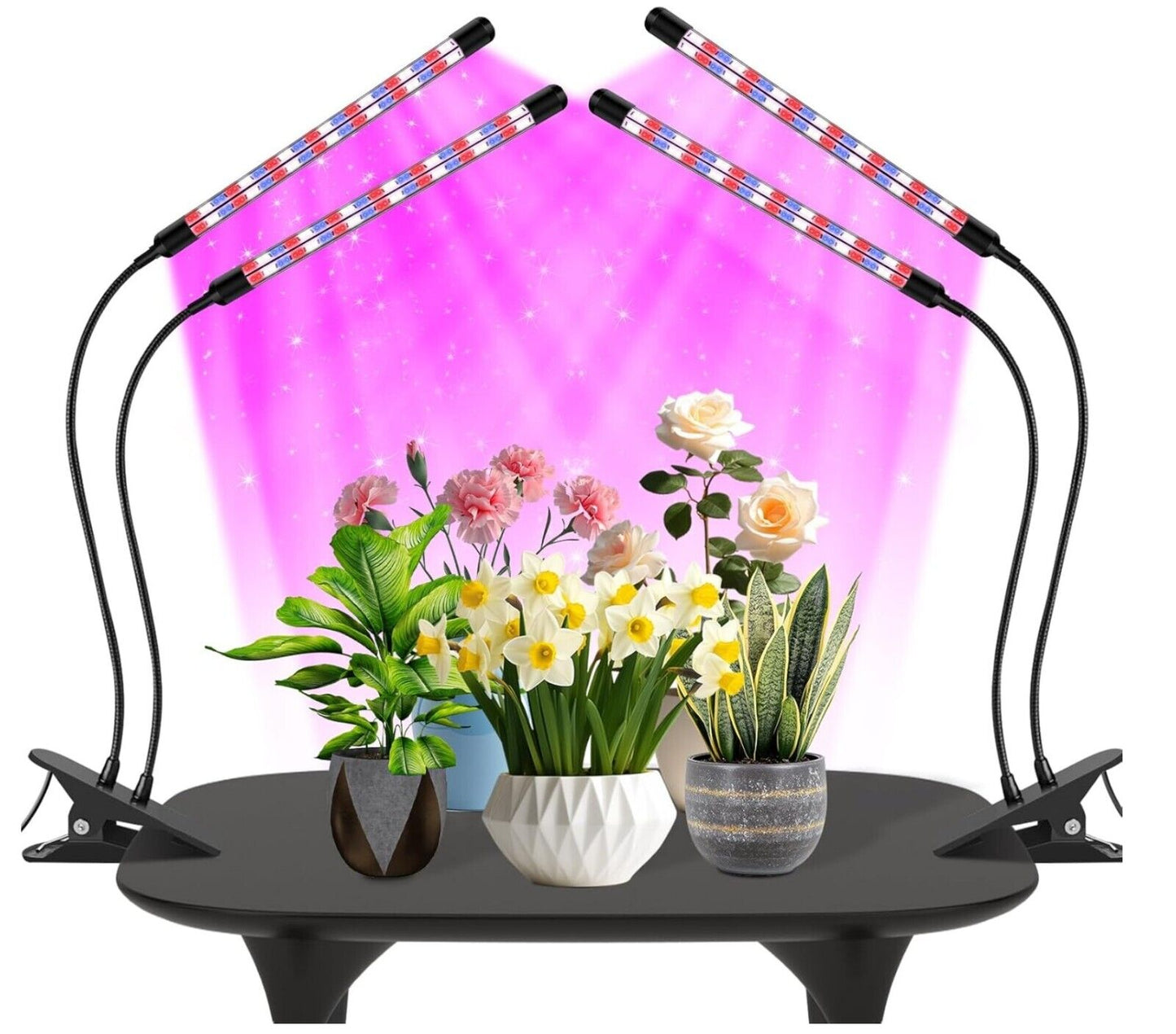 2x2 Köpfe Pflanzenlampe LED Vollspektrum Dimmbar Timer Rot+Blau Energieklasse F