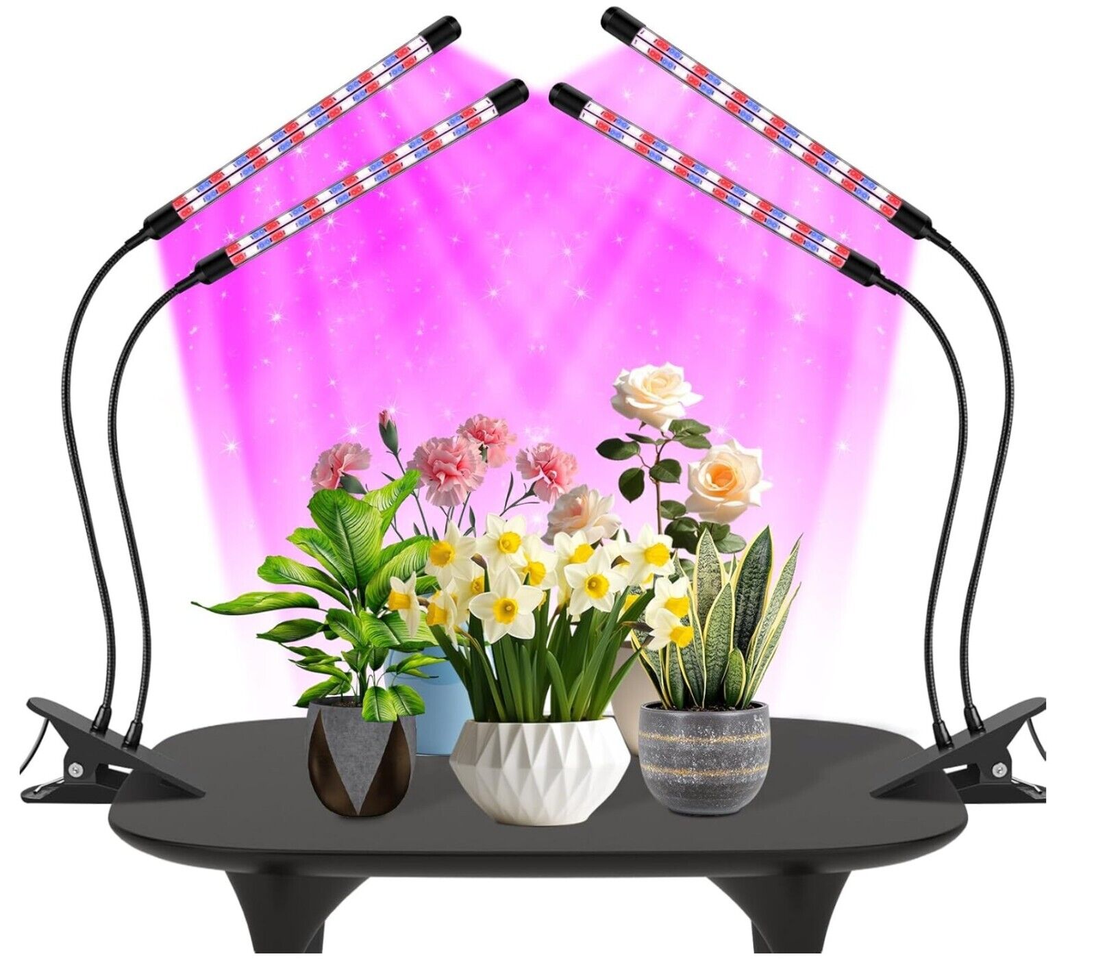 2x2 Köpfe Pflanzenlampe LED Vollspektrum Dimmbar Timer Rot+Blau Energieklasse F