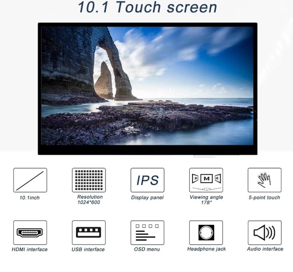 10,1 Zoll IPS RGB HDMI Touchscreen Modul 1024x600 für Raspberry Pi