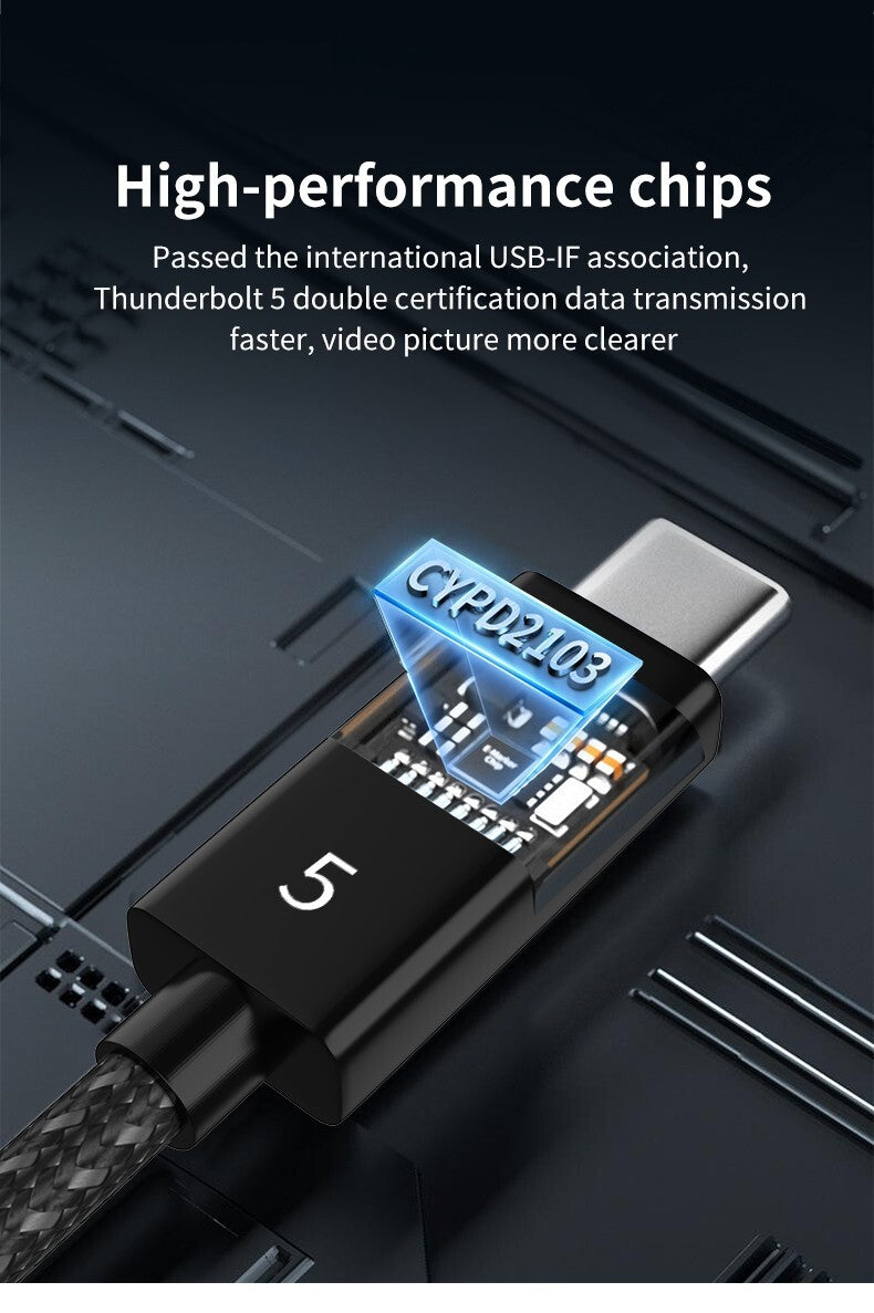 Thunderbolt 5 USB-C 80Gbit/s 16K@60Hz  8K@60Hz 4K@120Hz 240W PD Schnellladekabel