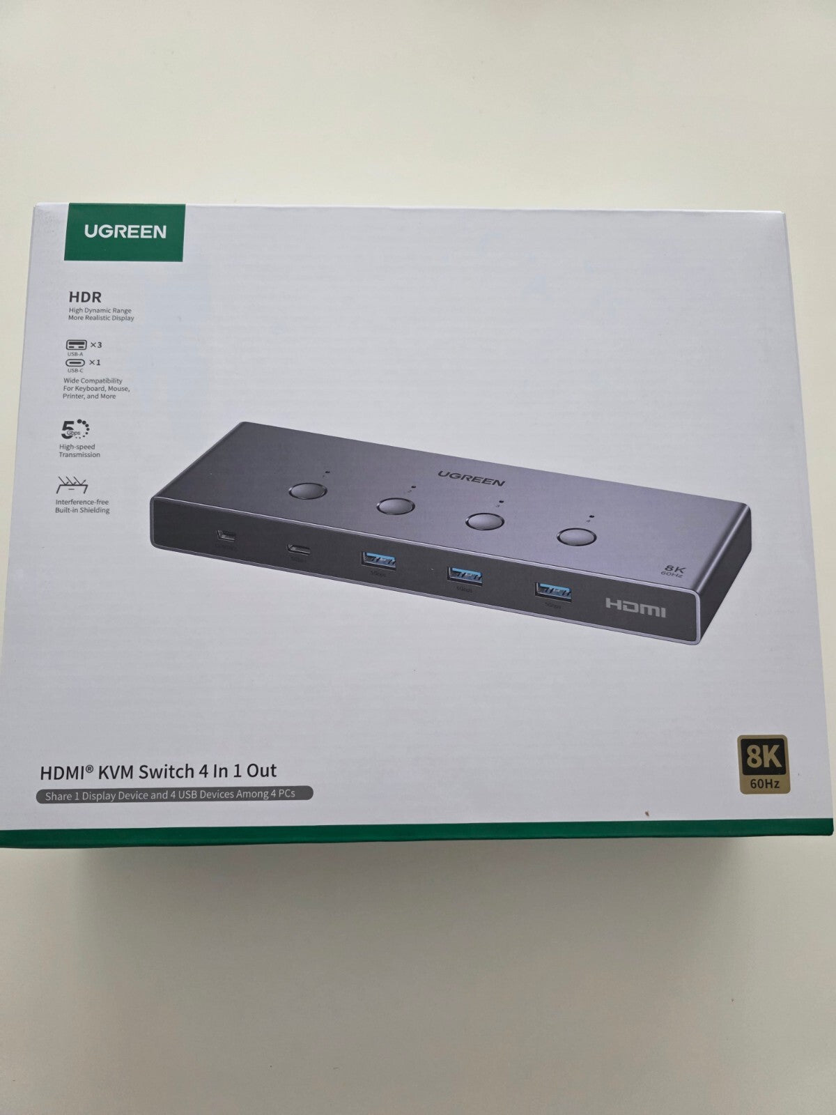 HDMI 2.1 KVM Switch 8K@60Hz 4K@240Hz/120Hz 4 Ports USB 3.0 für 2 PCs 1 Monitor