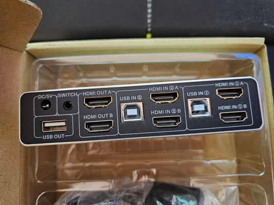 USB 2.0 KVM Switch Dual Monitor HDMI 2 Port, Unterstützt EDID, 4K@60Hz KVM Switc