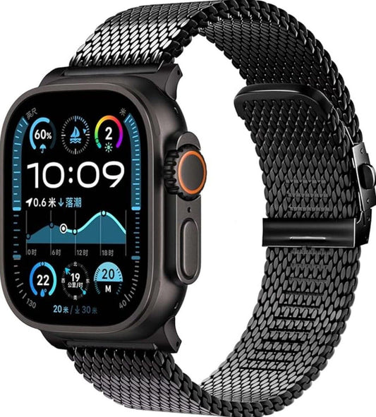 Milanese Armband (2024) Kompatibel Apple Watch 49mm 46mm 45mm 44mm, Ultra 2/Ultr