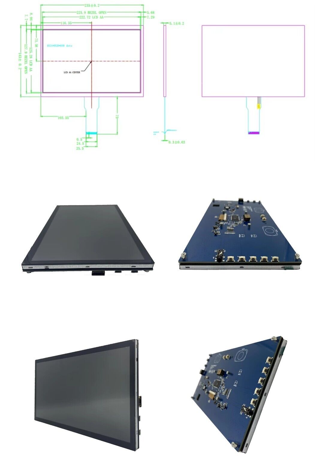 10,1 Zoll IPS RGB HDMI Touchscreen Modul 1024x600 für Raspberry Pi