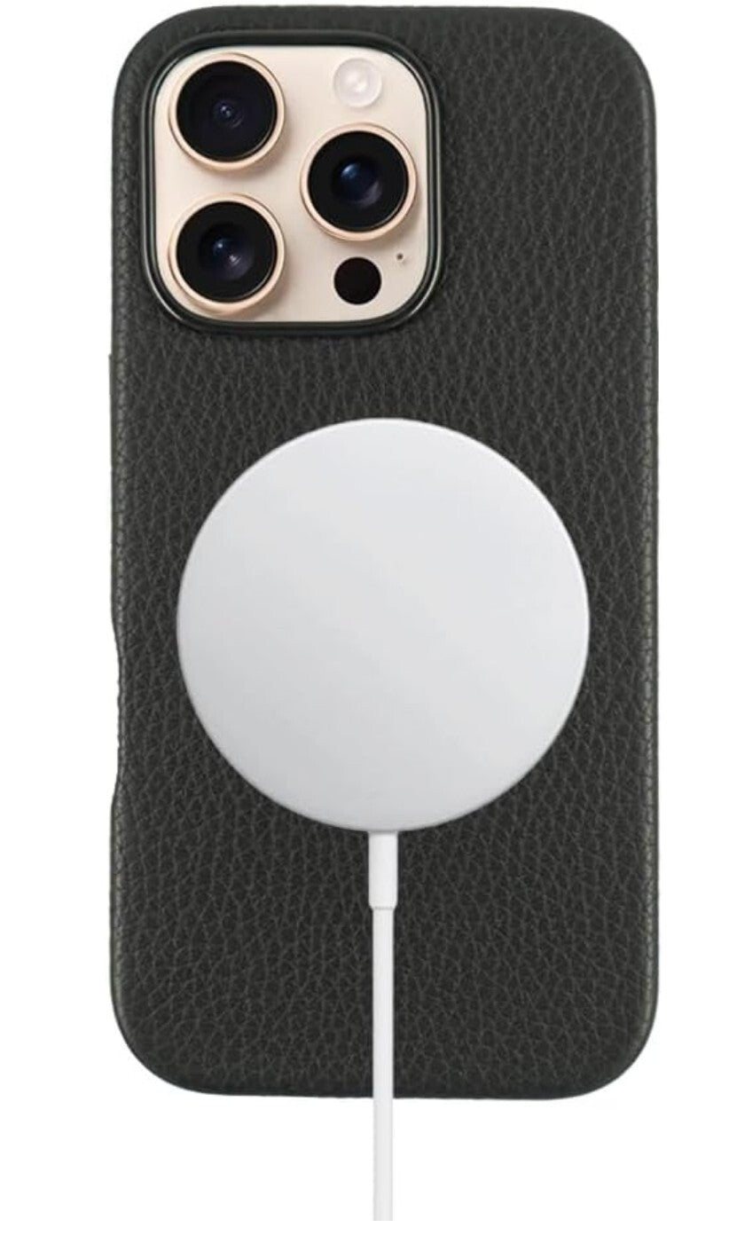 Echtleder Schutzhülle iPhone 16 Pro Max Magsafe Schwarz