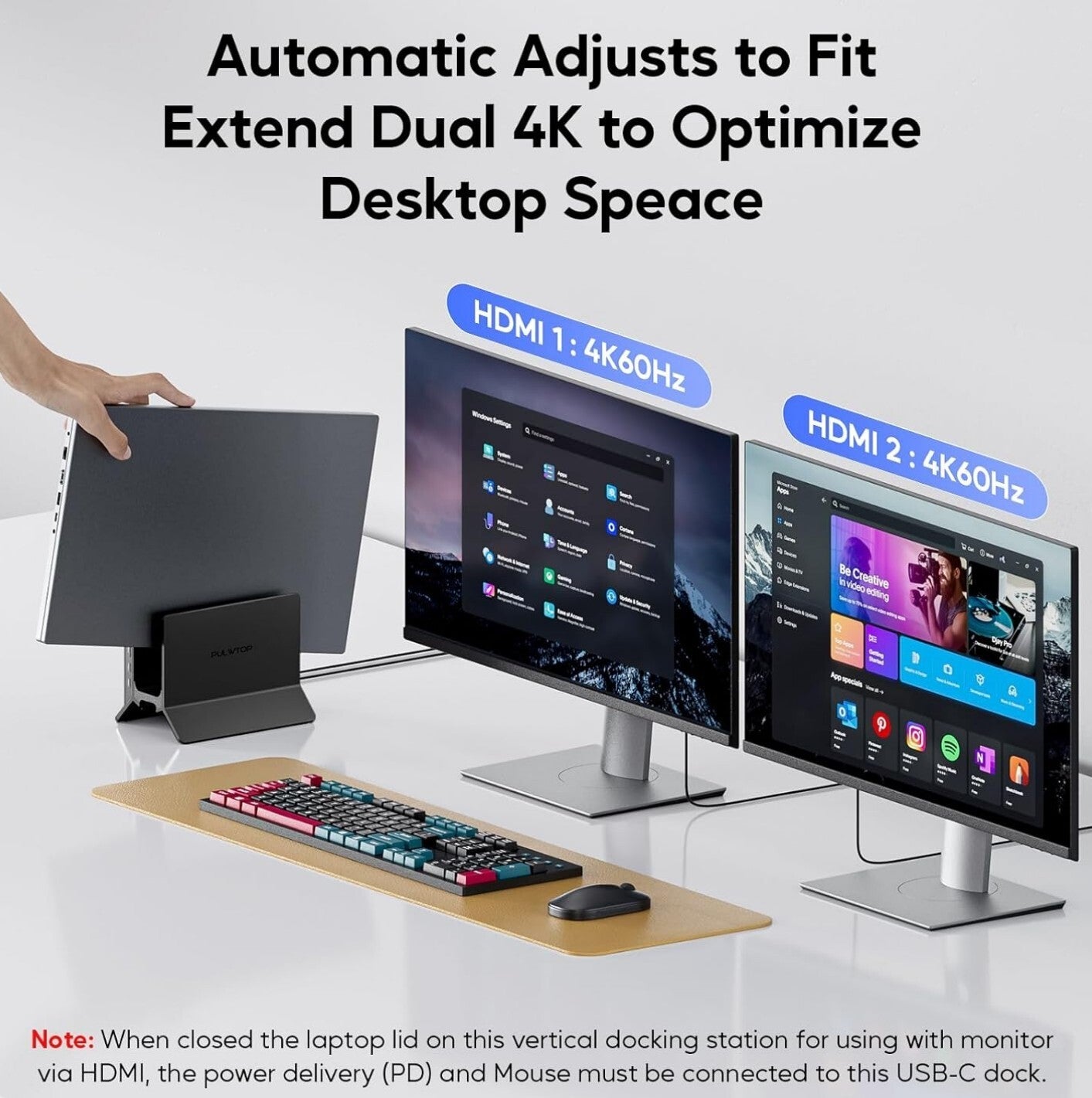 USB-C Docking Station Dual 4K@60Hz HDMI, 11in1, PD 100W, Ethernet