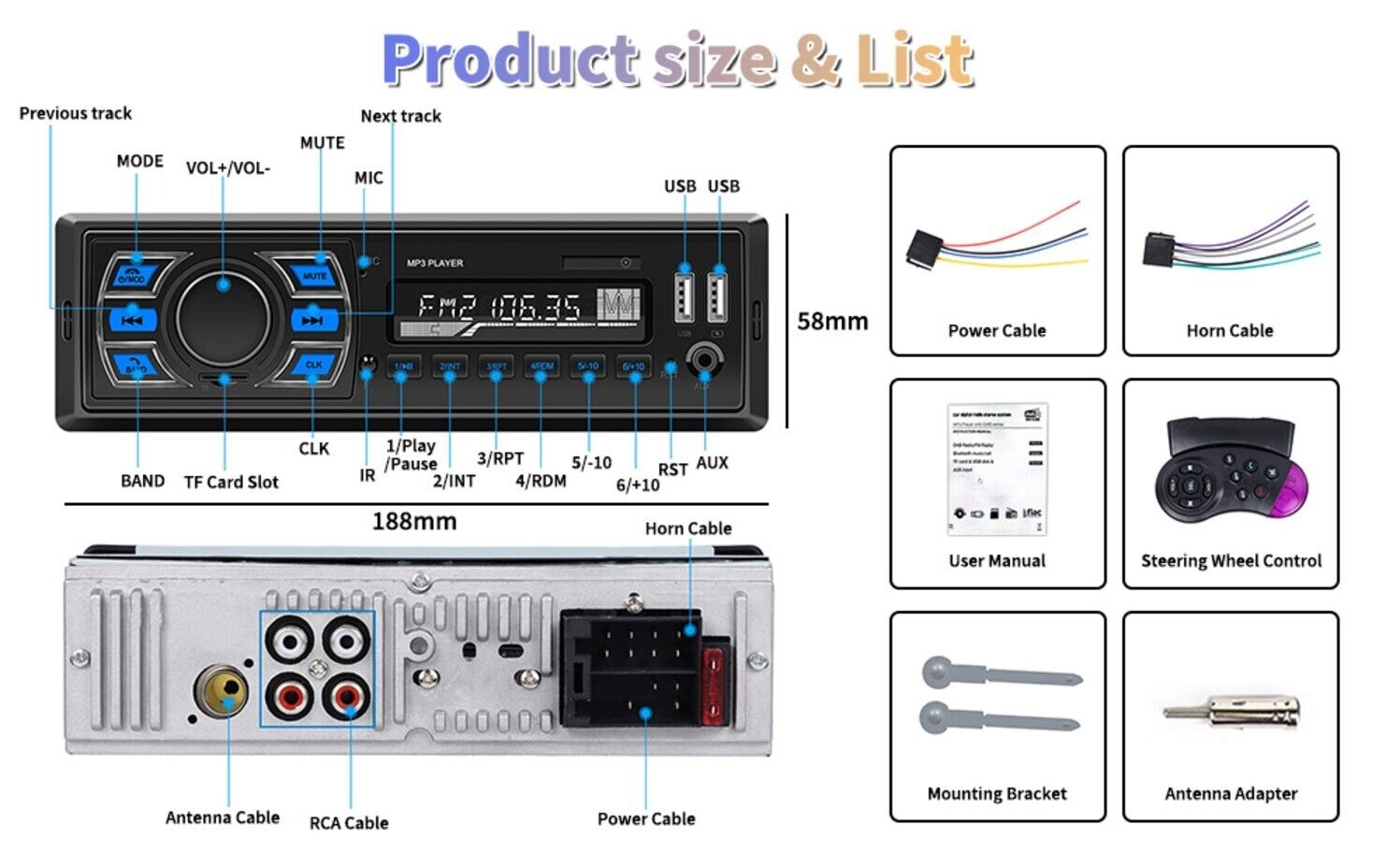 Dab/Dab+ Autoradio Bluetooth 5.0, 1 DIN Post Radio Bluetooth Auto mit beleuchtet
