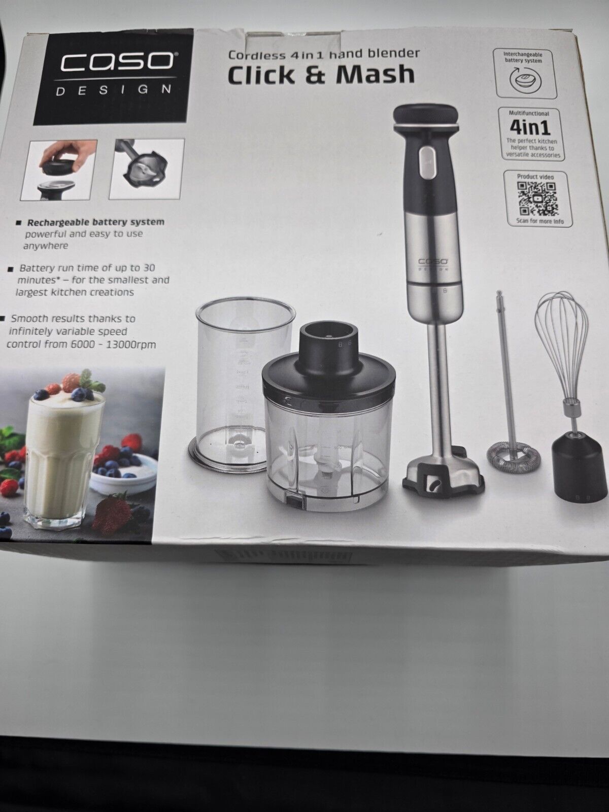 4in1 Stabmixer-Set kabellos, Pürierer bis 13.000 U/min