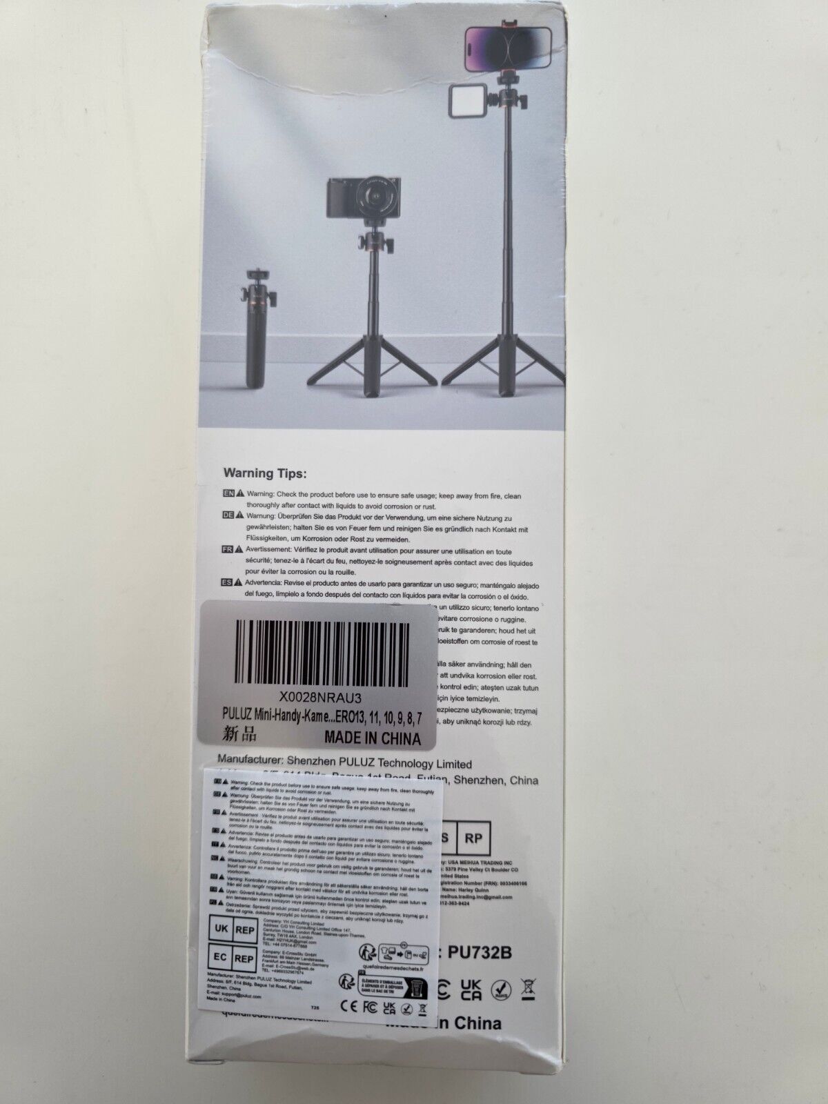 Mini Selfie-Stick Stativ 55cm, Kugelkopf, Kaltschuh bis 55 cm Länge