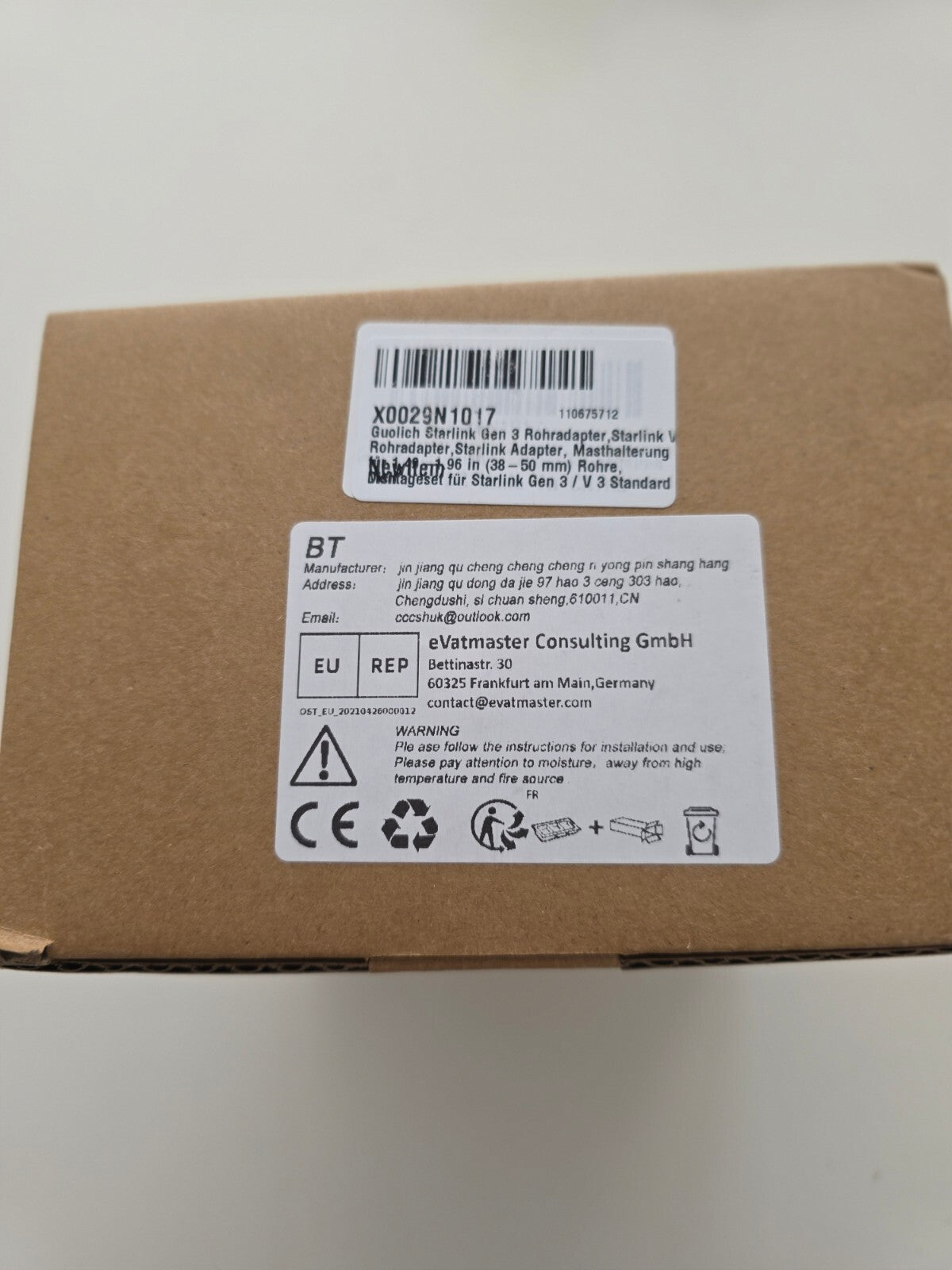 Starlink Gen 3 Rohradapter Masthalterung 38–50 mm ASA Weiß