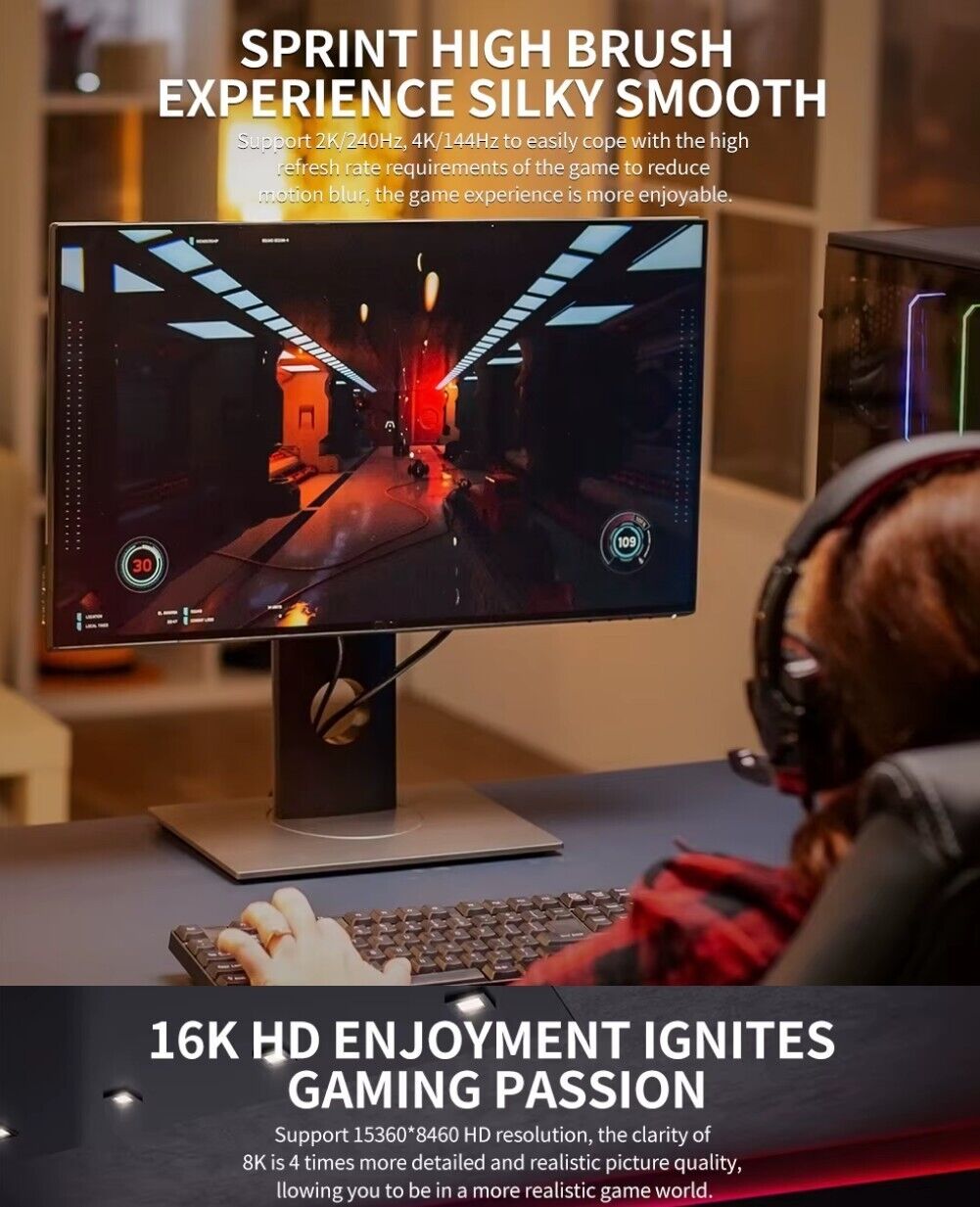 16K Displayport Kabel 2.1 DP 2.1 16K@60Hz 8K@120Hz 4K@240Hz