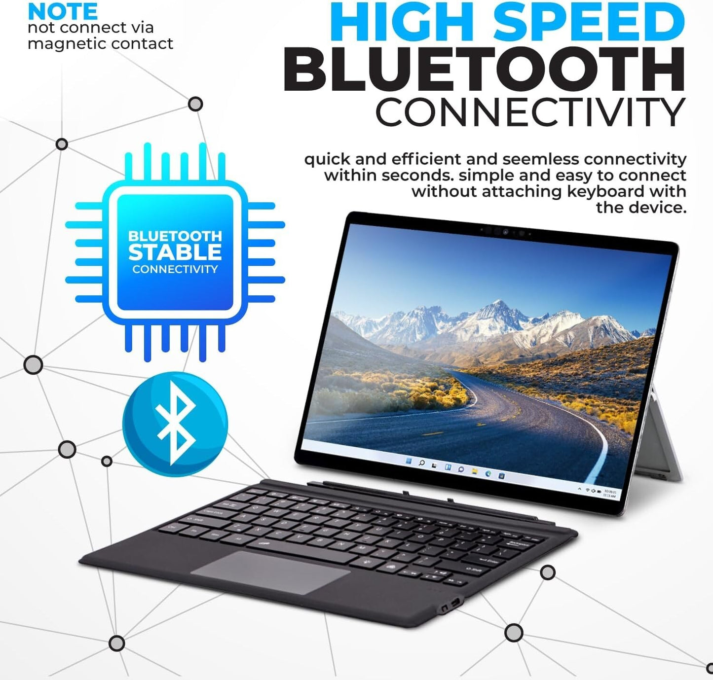 QWERTY Tastatur für Surface Pro 7+/7/6/5/4/3 Bluetooth Schwarz