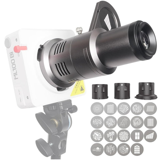 Mini Snoot Projektor Godox/Smallrig/Ulanzi 19 Gobos Silbergrau