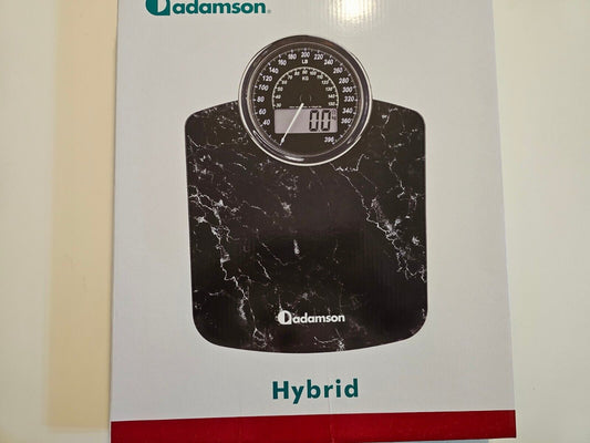 Hybrid + 2-in-1 Digitale & Analoge Körperwaage bis 180 kg + Dickes Hartglas + Ex