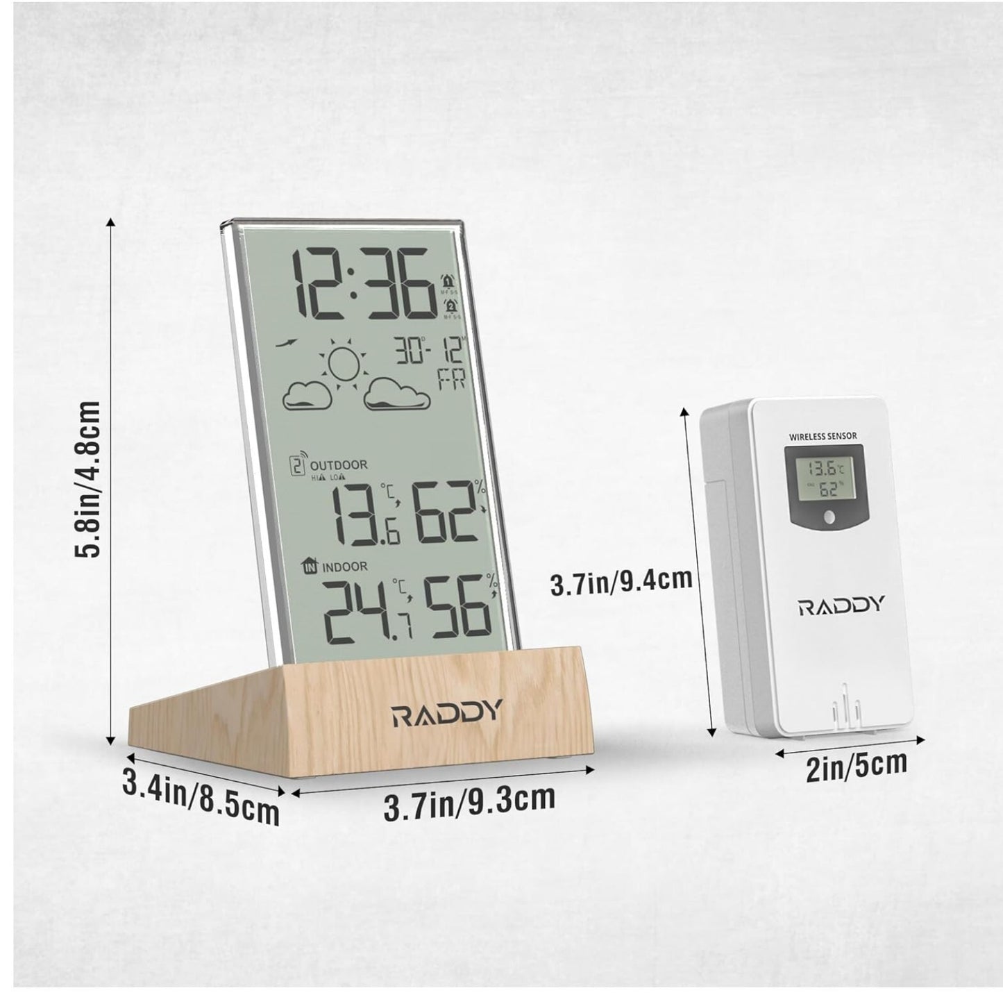 Funk-Wetterstation mit Außensensor 5.5” LCD Wettervorhersage