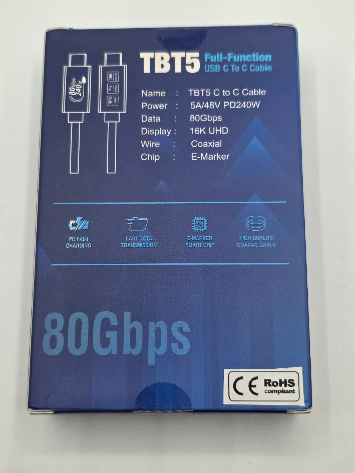 USB4  TBT5 Kabel 80Gbps 16K@60Hz 240W PD 2m Schwarz