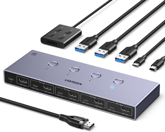 HDMI 2.1 KVM Switch 8K@60Hz 4K@240Hz/120Hz 4 Ports USB 3.0 für 2 PCs 1 Monitor