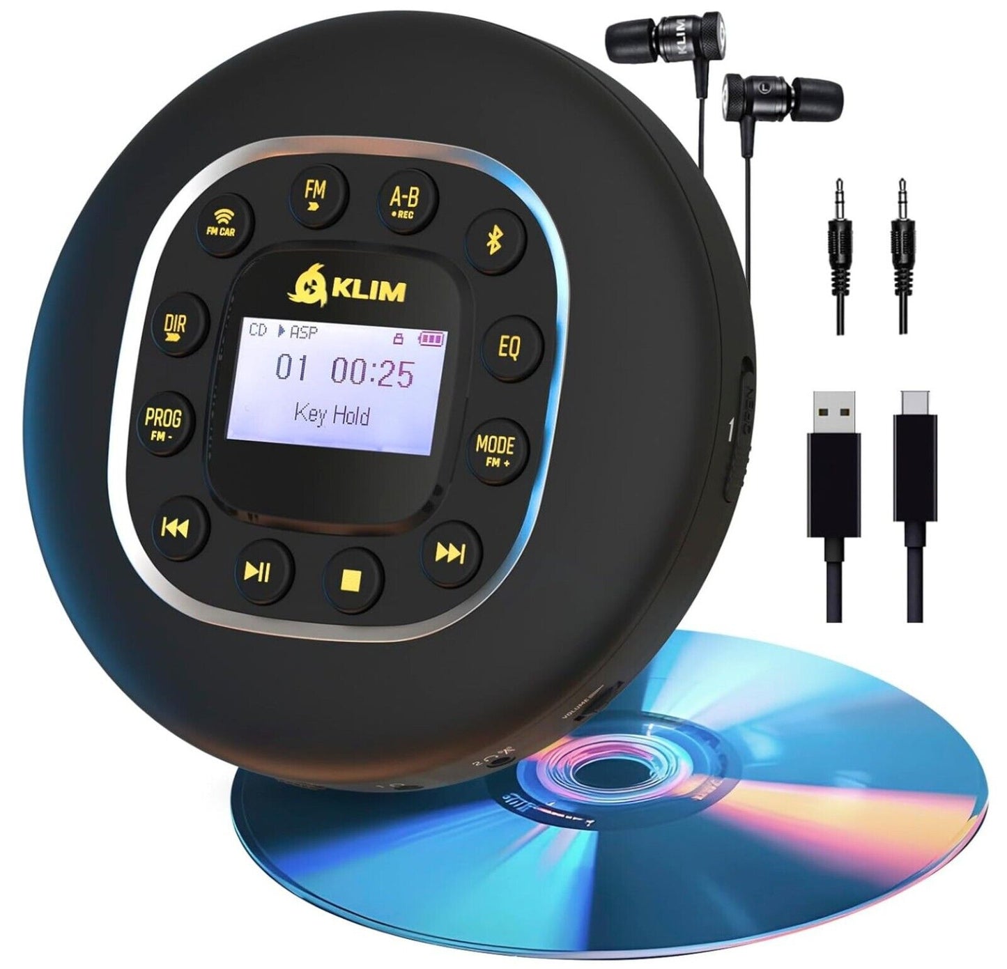 Tragbarer CD-Player Walkman Kopfhörern, FM-Radio, MP3, SD-Karte, FM-Transmitter
