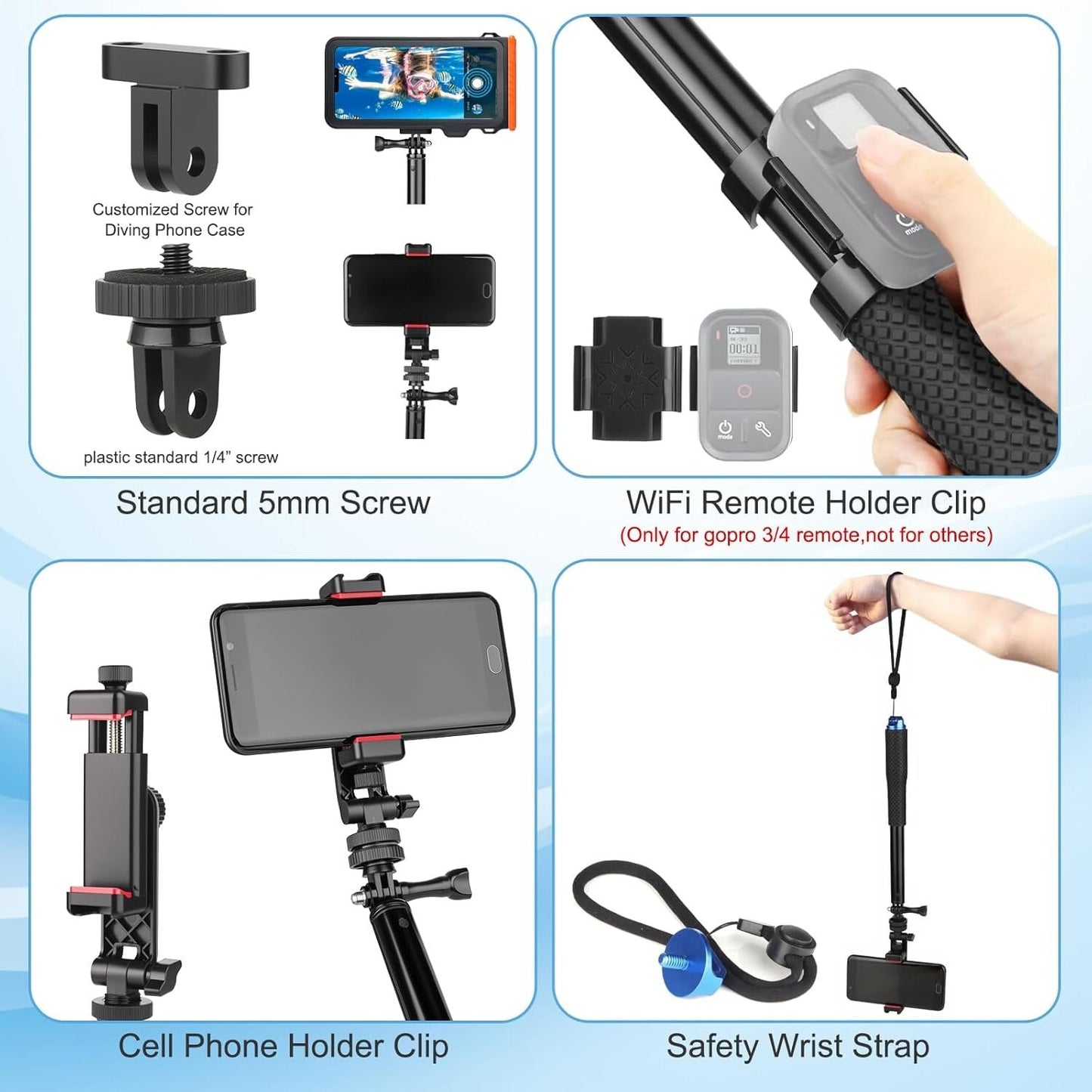Wasserdichter Selfie-Stick mit Handyhülle für Unterwasseraufnahmen