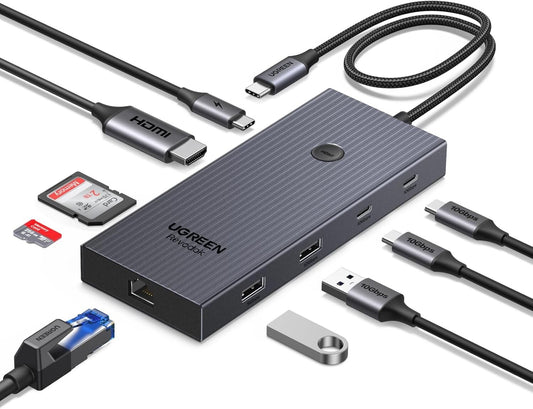 Revodok Pro 9-in-1 USB-C Hub 10Gbps 4K@60Hz HDMI Ethernet PD 100W SD/TF
