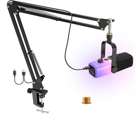KD9S USB Mikrofon mit RGB, Boomarm, Nierencharakteristik für PC, Handy, PS5 – Id