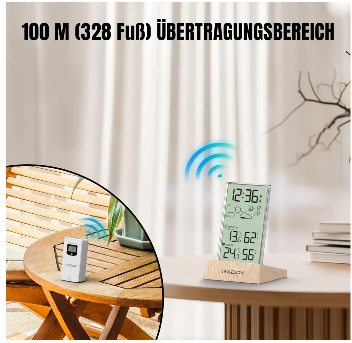 Funk-Wetterstation mit Außensensor 5.5” LCD Wettervorhersage