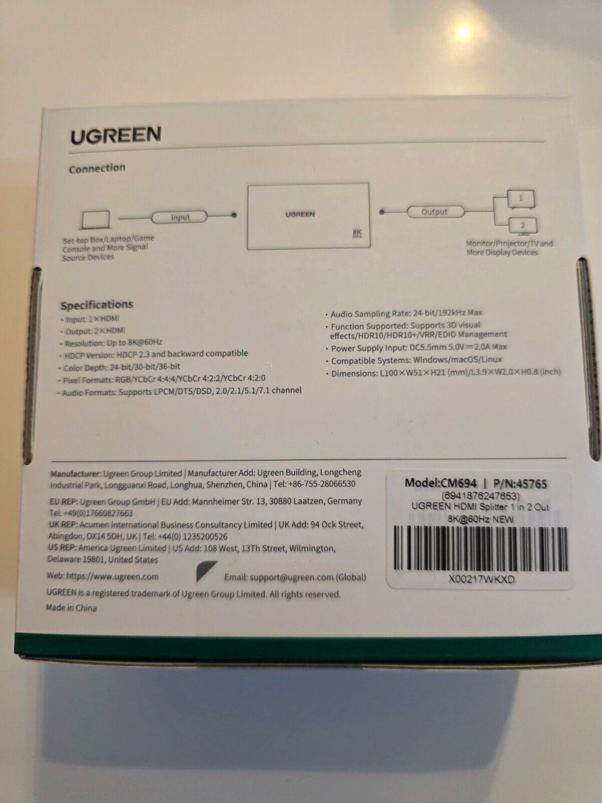 UGREEN HDMI Splitter 8K@60Hz für Dual-Screen-Anwendungen