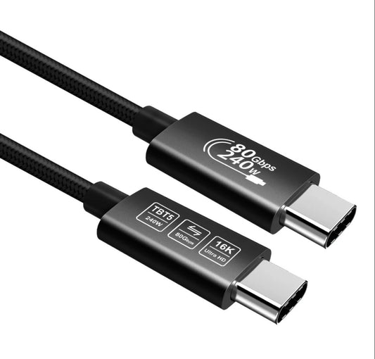 USB4 TBT5 Kabel 80Gbps 16K@60Hz 240W PD 1,5m Schwarz