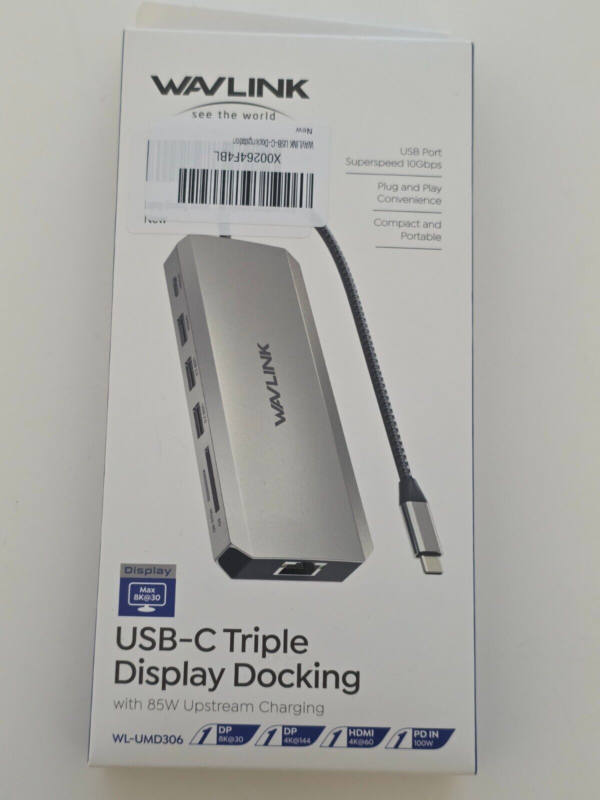 WAVLINK Laptop Dock Dual DP, HDMI, 100W PD, 10Gbps USB, 2,5G LAN