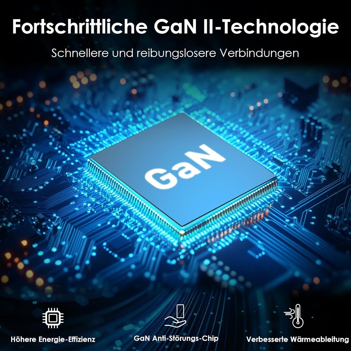 100W USB-C GaN Ladegerät 4-Port Schnellladegerät Schwarz