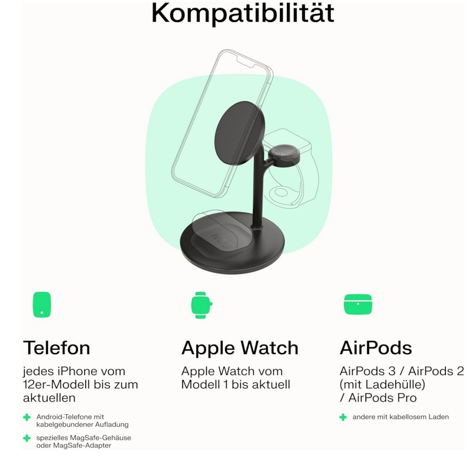 MagScape 3-in-1 MagSafe Ladeständer iPhone Watch AirPods Weiß