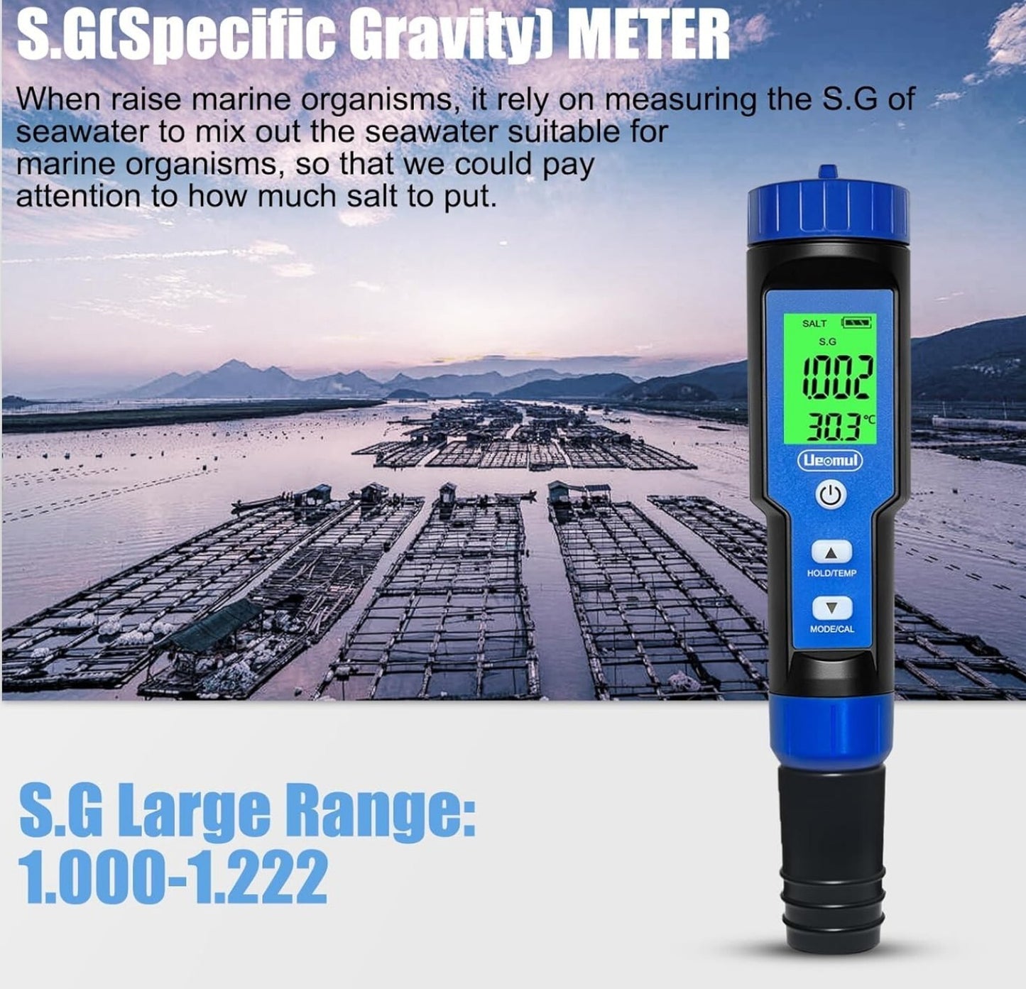 7-in-1 pH Messgerät TDS EC Salz ORP S.G Temp für Pool Aquarium