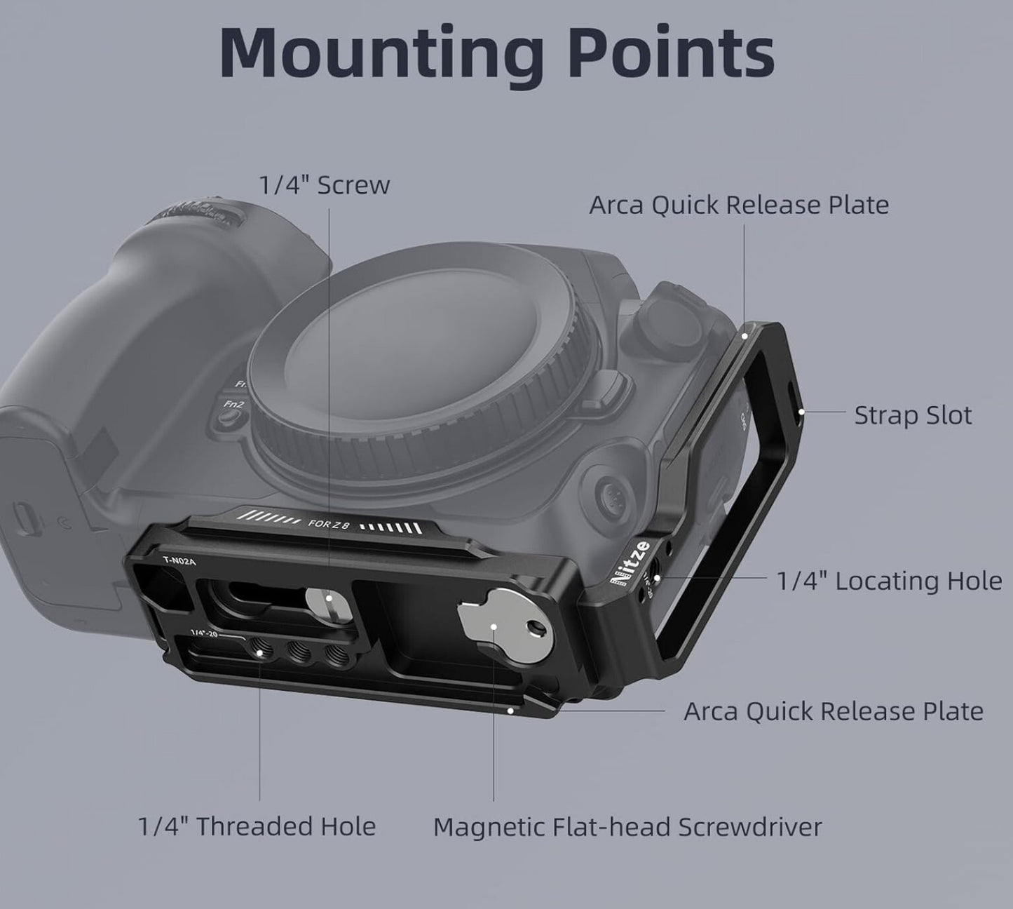 Z8 L Halterung Nikon Z 8 Kamera Arca Swiss QR DJI RS 2-4 Pro T-N02A