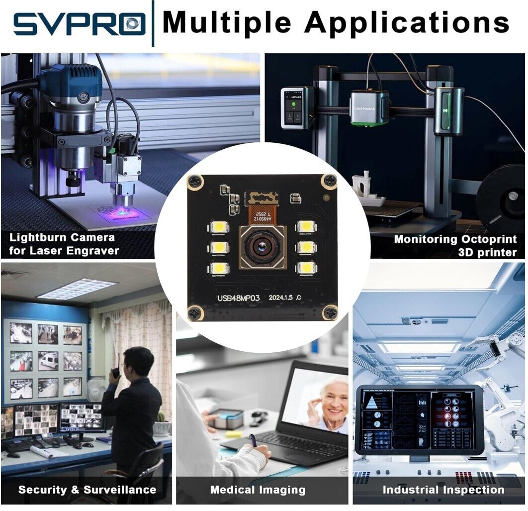 48MP Autofokus USB Kameramodul mit Licht, USB Webcam Board Nachtsichtkamer