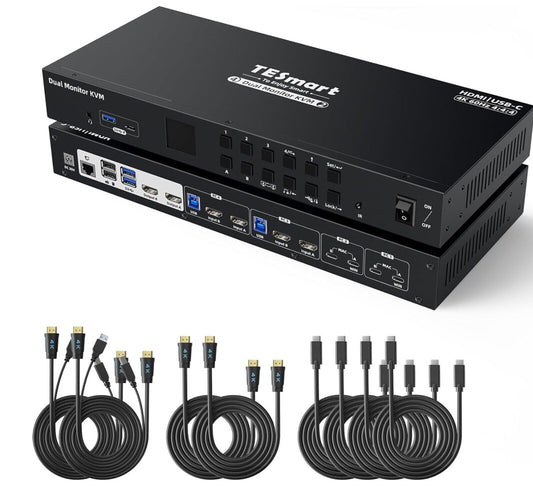 HDMI+USB-C MST KVM 4 PC 2 Monitore 1080P@240Hz/165Hz/144Hz/120Hz & 2560×1440@120