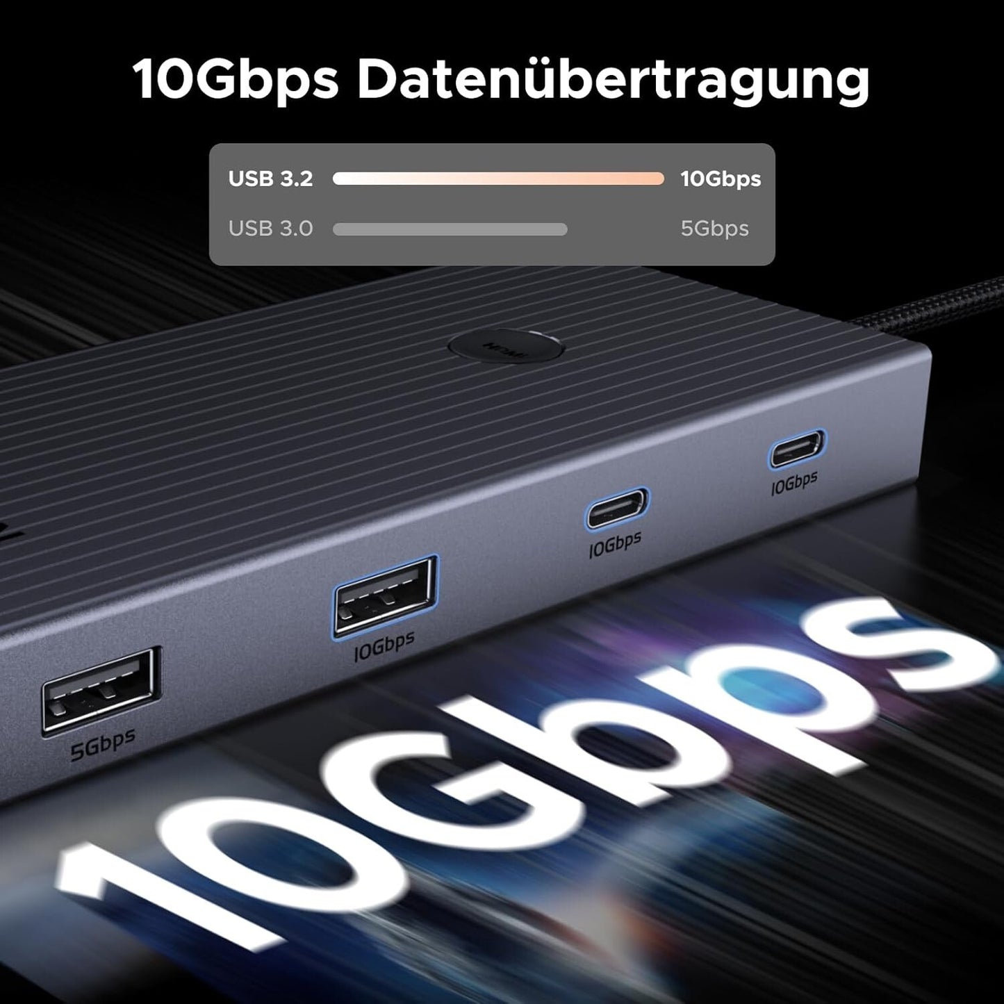 Revodok Pro 9-in-1 USB-C Hub 10Gbps 4K@60Hz HDMI Ethernet PD 100W SD/TF