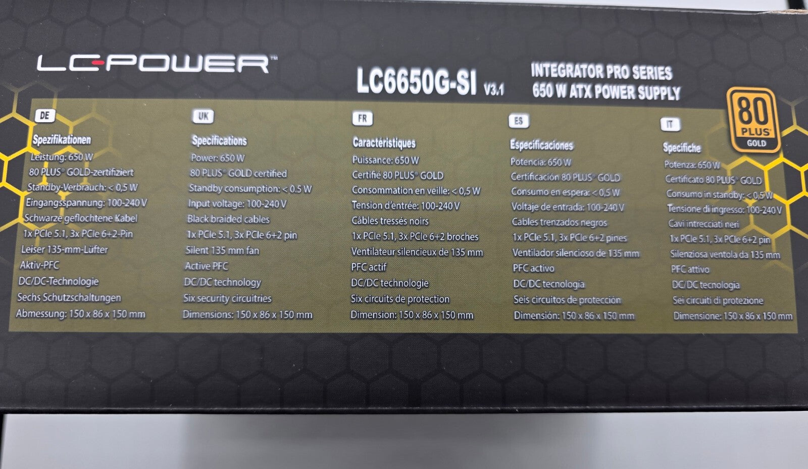 Integrator - Pro 650W ATX V3.1 Netzteil - 80 Plus Gold OCP OPP SCP SIP UVP