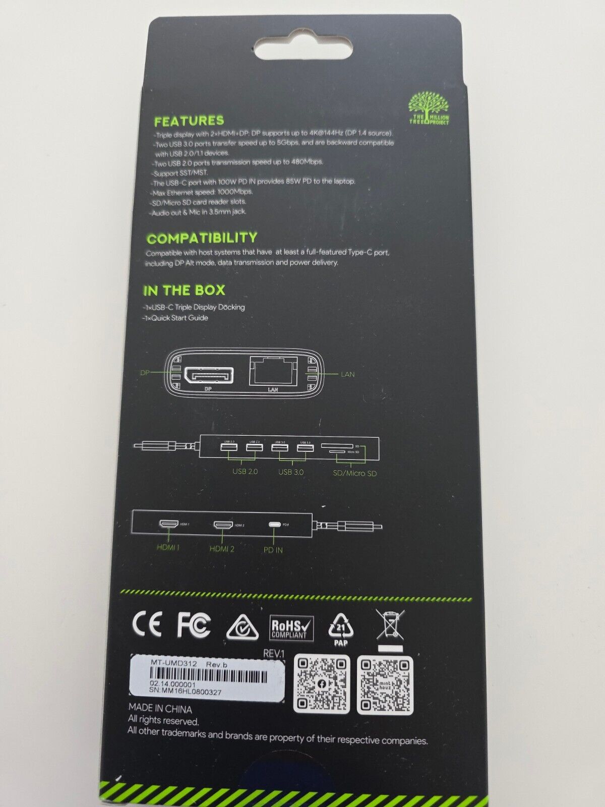 USB C Docking Station 12in1 Triple Monitor 4K@144Hz